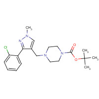 1460034-05-2 tert-butyl 4-[[3-(2-chlorophenyl)-1-methylpyrazol-4-yl]methyl]piperazine-1-carboxylate chemical structure