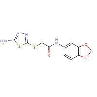 301335-14-8 2-[(5-amino-1,3,4-thiadiazol-2-yl)sulfanyl]-N-(1,3-benzodioxol-5-yl)acetamide chemical structure