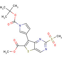 1462950-39-5 methyl 7-[1-[(2-methylpropan-2-yl)oxycarbonyl]pyrrol-3-yl]-2-methylsulfonylthieno[3,2-d]pyrimidine-6-carboxylate chemical structure