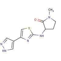 1235313-14-0 1-methyl-3-[[4-(1H-pyrazol-4-yl)-1,3-thiazol-2-yl]amino]pyrrolidin-2-one chemical structure