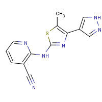1235312-50-1 2-[[5-methyl-4-(1H-pyrazol-4-yl)-1,3-thiazol-2-yl]amino]pyridine-3-carbonitrile chemical structure
