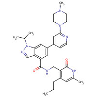 1346704-33-3 N-[(6-methyl-2-oxo-4-propyl-1H-pyridin-3-yl)methyl]-6-[2-(4-methylpiperazin-1-yl)pyridin-4-yl]-1-propan-2-ylindazole-4-carboxamide chemical structure