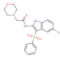 918493-24-0 N-[3-(benzenesulfonyl)-5-chloro-1H-indol-2-yl]-2-morpholin-4-ylacetamide chemical structure