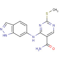 342636-96-8 4-(1H-indazol-6-ylamino)-2-methylsulfanylpyrimidine-5-carboxamide chemical structure