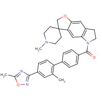 180083-23-2 [4-[2-methyl-4-(5-methyl-1,2,4-oxadiazol-3-yl)phenyl]phenyl]-(1'-methylspiro[6,7-dihydro-2H-furo[2,3-f]indole-3,4'-piperidine]-5-yl)methanone chemical structure