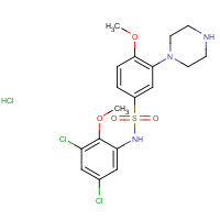 402713-80-8 N-(3,5-dichloro-2-methoxyphenyl)-4-methoxy-3-piperazin-1-ylbenzenesulfonamide;hydrochloride chemical structure