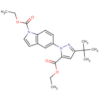 1174761-80-8 ethyl 5-(3-tert-butyl-5-ethoxycarbonylpyrazol-1-yl)indole-1-carboxylate chemical structure