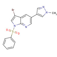 1147998-20-6 1-(benzenesulfonyl)-3-bromo-5-(1-methylpyrazol-4-yl)pyrrolo[2,3-b]pyridine chemical structure