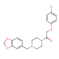 34161-24-5 1-[4-(1,3-benzodioxol-5-ylmethyl)piperazin-1-yl]-2-(4-chlorophenoxy)ethanone chemical structure