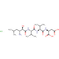 100992-59-4 (2S)-2-[[(2S)-2-[[(2S)-2-[[(2R,3R)-3-amino-2-hydroxy-5-methylhexanoyl]amino]-3-methylbutanoyl]amino]-3-methylbutanoyl]amino]butanedioic acid;hydrochloride chemical structure