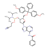 98796-53-3 N-[9-[(2R,4S,5R)-5-[[bis(4-methoxyphenyl)-phenylmethoxy]methyl]-4-[2-cyanoethoxy-[di(propan-2-yl)amino]phosphanyl]oxyoxolan-2-yl]purin-6-yl]benzamide chemical structure