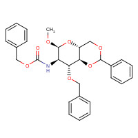 87907-34-4 benzyl N-[(4aR,6S,7R,8R,8aS)-6-methoxy-2-phenyl-8-phenylmethoxy-4,4a,6,7,8,8a-hexahydropyrano[3,2-d][1,3]dioxin-7-yl]carbamate chemical structure