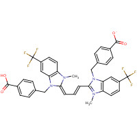 63815-74-7 4-[[2-[(E,3E)-3-[3-[(4-carboxyphenyl)methyl]-1-methyl-5-(trifluoromethyl)benzimidazol-2-ylidene]prop-1-enyl]-3-methyl-6-(trifluoromethyl)benzimidazol-3-ium-1-yl]methyl]benzoate chemical structure