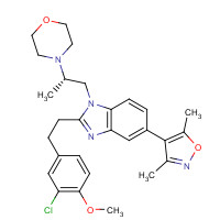 1613695-14-9 4-[(2S)-1-[2-[2-(3-chloro-4-methoxyphenyl)ethyl]-5-(3,5-dimethyl-1,2-oxazol-4-yl)benzimidazol-1-yl]propan-2-yl]morpholine chemical structure