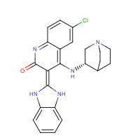 405168-58-3 4-[[(3S)-1-azabicyclo[2.2.2]octan-3-yl]amino]-6-chloro-3-(1,3-dihydrobenzimidazol-2-ylidene)quinolin-2-one chemical structure
