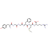 76310-14-0 (2S)-2-[[(2S)-2-[[(2S)-2-[[2-[[2-[[(2S)-2-amino-3-(4-hydroxyphenyl)propanoyl]amino]acetyl]amino]acetyl]amino]-3-phenylpropanoyl]amino]-4-methylsulfanylbutanoyl]amino]-5-(diaminomethylideneamino)pentanoic acid chemical structure