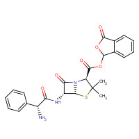 47747-56-8 (3-oxo-1H-2-benzofuran-1-yl) (2S,5R,6R)-6-[[(2R)-2-amino-2-phenylacetyl]amino]-3,3-dimethyl-7-oxo-4-thia-1-azabicyclo[3.2.0]heptane-2-carboxylate chemical structure
