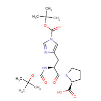 158211-50-8 (2S)-1-[(2S)-2-[(2-methylpropan-2-yl)oxycarbonylamino]-3-[1-[(2-methylpropan-2-yl)oxycarbonyl]imidazol-4-yl]propanoyl]pyrrolidine-2-carboxylic acid chemical structure