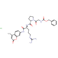 201928-42-9 benzyl N-[2-[(2S)-2-[[(2S)-5-(diaminomethylideneamino)-1-[(4-methyl-2-oxochromen-7-yl)amino]-1-oxopentan-2-yl]carbamoyl]pyrrolidin-1-yl]-2-oxoethyl]carbamate;hydrochloride chemical structure