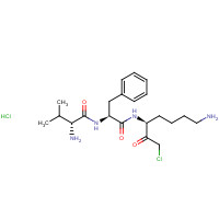 75590-17-9 (2R)-2-amino-N-[(2S)-1-[[(3S)-7-amino-1-chloro-2-oxoheptan-3-yl]amino]-1-oxo-3-phenylpropan-2-yl]-3-methylbutanamide;hydrochloride chemical structure