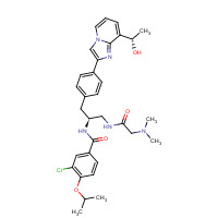 1088965-37-0 3-chloro-N-[(2S)-1-[[2-(dimethylamino)acetyl]amino]-3-[4-[8-[(1S)-1-hydroxyethyl]imidazo[1,2-a]pyridin-2-yl]phenyl]propan-2-yl]-4-propan-2-yloxybenzamide chemical structure