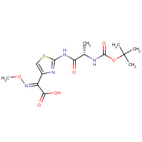 88970-81-4 (2E)-2-methoxyimino-2-[2-[[(2S)-2-[(2-methylpropan-2-yl)oxycarbonylamino]propanoyl]amino]-1,3-thiazol-4-yl]acetic acid chemical structure