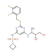 1204707-71-0 N-[2-[(2,3-difluorophenyl)methylsulfanyl]-6-[[(2R,3R)-3,4-dihydroxybutan-2-yl]amino]pyrimidin-4-yl]azetidine-1-sulfonamide chemical structure