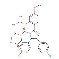 675576-97-3 4-[(4R,5S)-4,5-bis(4-chlorophenyl)-2-(4-methoxy-2-propan-2-yloxyphenyl)-4,5-dihydroimidazole-1-carbonyl]piperazin-2-one chemical structure