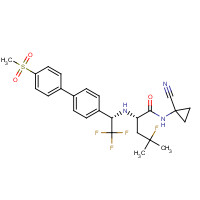 603139-19-1 (2S)-N-(1-cyanocyclopropyl)-4-fluoro-4-methyl-2-[[(1S)-2,2,2-trifluoro-1-[4-(4-methylsulfonylphenyl)phenyl]ethyl]amino]pentanamide chemical structure