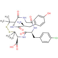 122507-47-5 (4S,7S,13S)-13-[[(2S)-2-amino-3-(4-hydroxyphenyl)propanoyl]amino]-7-[(4-chlorophenyl)methyl]-3,3,14,14-tetramethyl-6,9,12-trioxo-1,2-dithia-5,8,11-triazacyclotetradecane-4-carboxylic acid chemical structure