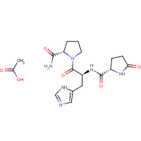 40216-95-3 acetic acid;(2S)-N-[(2S)-1-[(2S)-2-carbamoylpyrrolidin-1-yl]-3-(1H-imidazol-5-yl)-1-oxopropan-2-yl]-5-oxopyrrolidine-2-carboxamide chemical structure