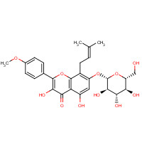 56725-99-6 3,5-dihydroxy-2-(4-methoxyphenyl)-8-(3-methylbut-2-enyl)-7-[(2S,3R,4S,5S,6R)-3,4,5-trihydroxy-6-(hydroxymethyl)oxan-2-yl]oxychromen-4-one chemical structure