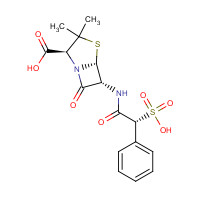 41744-40-5 (2S,5R,6R)-3,3-dimethyl-7-oxo-6-[[(2R)-2-phenyl-2-sulfoacetyl]amino]-4-thia-1-azabicyclo[3.2.0]heptane-2-carboxylic acid chemical structure