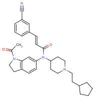 683746-68-1 (E)-N-(1-acetyl-2,3-dihydroindol-6-yl)-3-(3-cyanophenyl)-N-[1-(2-cyclopentylethyl)piperidin-4-yl]prop-2-enamide chemical structure