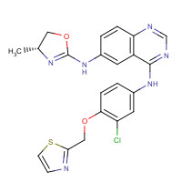 845272-21-1 4-N-[3-chloro-4-(1,3-thiazol-2-ylmethoxy)phenyl]-6-N-[(4R)-4-methyl-4,5-dihydro-1,3-oxazol-2-yl]quinazoline-4,6-diamine chemical structure