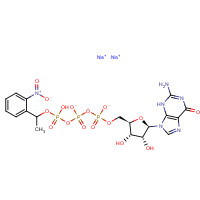 125455-57-4 disodium;[[(2R,3S,4R,5R)-5-(2-amino-6-oxo-3H-purin-9-yl)-3,4-dihydroxyoxolan-2-yl]methoxy-oxidophosphoryl] [hydroxy-[1-(2-nitrophenyl)ethoxy]phosphoryl] phosphate chemical structure