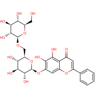 114482-86-9 5,6-dihydroxy-2-phenyl-7-[(2S,3R,4S,5S,6R)-3,4,5-trihydroxy-6-[[(2R,3R,4S,5S,6R)-3,4,5-trihydroxy-6-(hydroxymethyl)oxan-2-yl]oxymethyl]oxan-2-yl]oxychromen-4-one chemical structure
