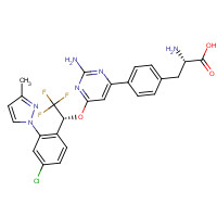 1033805-28-5 (2S)-2-amino-3-[4-[2-amino-6-[(1R)-1-[4-chloro-2-(3-methylpyrazol-1-yl)phenyl]-2,2,2-trifluoroethoxy]pyrimidin-4-yl]phenyl]propanoic acid chemical structure