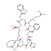 189691-06-3 (3S,6S,9R,12S,15S,23S)-15-[[(2S)-2-acetamidohexanoyl]amino]-9-benzyl-6-[3-(diaminomethylideneamino)propyl]-12-(1H-imidazol-5-ylmethyl)-3-(1H-indol-3-ylmethyl)-2,5,8,11,14,17-hexaoxo-1,4,7,10,13,18-hexazacyclotricosane-23-carboxylic acid chemical structure