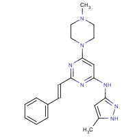 934353-76-1 6-(4-methylpiperazin-1-yl)-N-(5-methyl-1H-pyrazol-3-yl)-2-[(E)-2-phenylethenyl]pyrimidin-4-amine chemical structure
