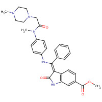 928326-83-4 methyl (3Z)-3-[[4-[methyl-[2-(4-methylpiperazin-1-yl)acetyl]amino]anilino]-phenylmethylidene]-2-oxo-1H-indole-6-carboxylate chemical structure
