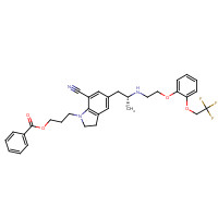 885340-11-4 3-[7-cyano-5-[(2R)-2-[2-[2-(2,2,2-trifluoroethoxy)phenoxy]ethylamino]propyl]-2,3-dihydroindol-1-yl]propyl benzoate chemical structure