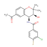 175013-84-0 N-[(3S,4S)-6-acetyl-3-hydroxy-2,2-dimethyl-3,4-dihydrochromen-4-yl]-3-chloro-4-fluorobenzamide chemical structure
