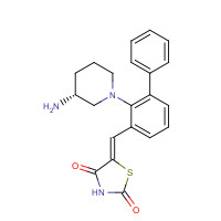 1204144-28-4 (5Z)-5-[[2-[(3R)-3-aminopiperidin-1-yl]-3-phenylphenyl]methylidene]-1,3-thiazolidine-2,4-dione chemical structure