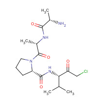 90105-47-8 (2S)-1-[(2S)-2-[[(2S)-2-aminopropanoyl]amino]propanoyl]-N-[(3S)-1-chloro-4-methyl-2-oxopentan-3-yl]pyrrolidine-2-carboxamide chemical structure