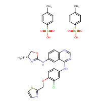 1146629-86-8 4-N-[3-chloro-4-(1,3-thiazol-2-ylmethoxy)phenyl]-6-N-[(4R)-4-methyl-4,5-dihydro-1,3-oxazol-2-yl]quinazoline-4,6-diamine;4-methylbenzenesulfonic acid chemical structure
