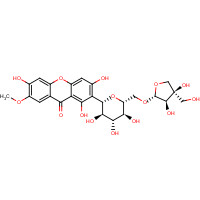 162857-78-5 2-[(2S,3R,4R,5S,6R)-6-[[(2R,3R,4R)-3,4-dihydroxy-4-(hydroxymethyl)oxolan-2-yl]oxymethyl]-3,4,5-trihydroxyoxan-2-yl]-1,3,6-trihydroxy-7-methoxyxanthen-9-one chemical structure