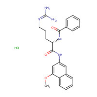 100900-33-2 N-[(2S)-5-(diaminomethylideneamino)-1-[(4-methoxynaphthalen-2-yl)amino]-1-oxopentan-2-yl]benzamide;hydrochloride chemical structure