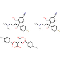 128173-53-5 (2S,3S)-2,3-bis[(4-methylbenzoyl)oxy]butanedioic acid;4-[(1S)-4-(dimethylamino)-1-(4-fluorophenyl)-1-hydroxybutyl]-3-(hydroxymethyl)benzonitrile chemical structure