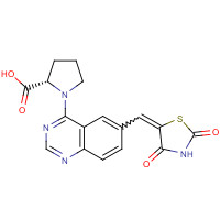 648915-80-4 (2S)-1-[6-[(2,4-dioxo-1,3-thiazolidin-5-ylidene)methyl]quinazolin-4-yl]pyrrolidine-2-carboxylic acid chemical structure